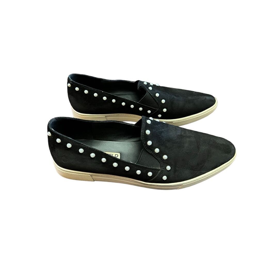 Karl Lagerfeld Amory Pearl Black Suede Slip On Sneakers Size 7.5